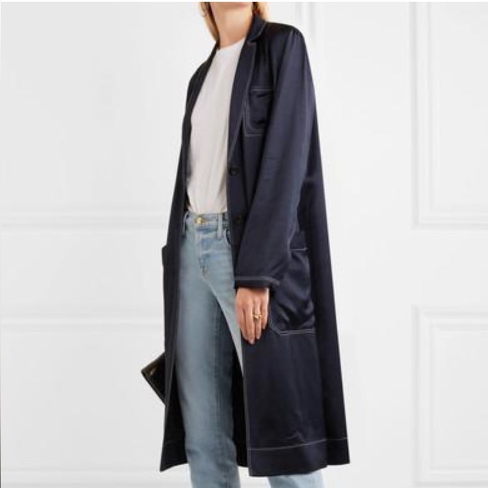 NWT Elizabeth and James Navy Jozefine satin coat jacket small